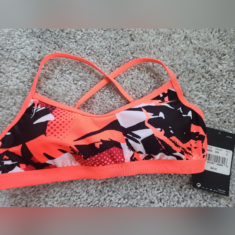 Nike Women’s Coral Black White Sports Bikini Top
